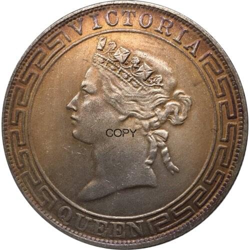 China 1868 Hong Kong Coin 1/2 Half Dollar Victoria Queen Metal Cupronickel Plated Silver Souvenir Collectibles Replica Coins