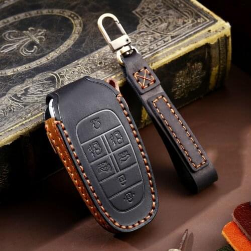 Leather Car Key Case Key Cover for Hyundai Sonata Tucson Solaris i30 Grand Stare 2019 2020 2021 MPV Remote keyless