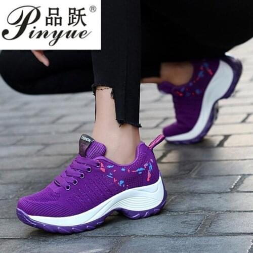 Fashion Women Sneakers Shoes Outdoor Sports Shoes Breathable Mesh Comfort Jogging Mesh Shoes Air Cushion Lace Up Ladies