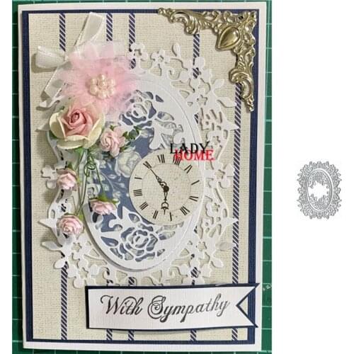 Lace Flower Oval Frame Scrapbooking Dies Embossed Knife Template Stencils for DIY Paper Album Photo Cards Making Dies Cut Die