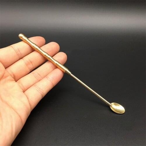 Pure Copper Spoon Brass Long Handle Copper Spoon Small Spoon Tea Spoon Copper Medicine Spoon Tea Ceremony Tea Set Copper Ware