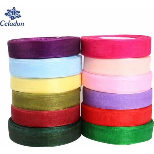 50Yard 20mm Silk Satin Organza Ribbon Apparel Sewing Fabric For DIY Gift Packaging Wedding Decoration Ribbon