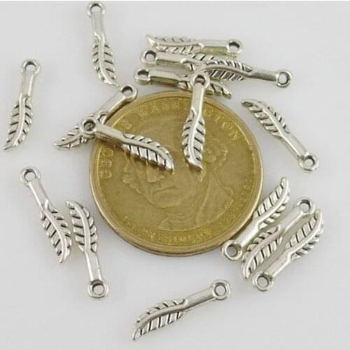 50pcs Wholesale Pendant for jewelry making Antique Silver Plated Mini Leaf Metal Charms 12437
