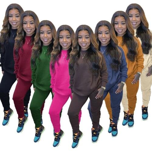 Fashion Women Clothhing Solid Color Sweatshirt Jogging Pants 2PCS Set Size S-3XL African Dress Women Sweater