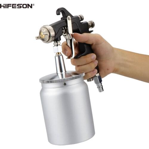 HIFESON Powerful 132S Suction Type Pneumatic Paint Spray Gun 600CC Lower Pot 1.5MM Caliber Sprayer