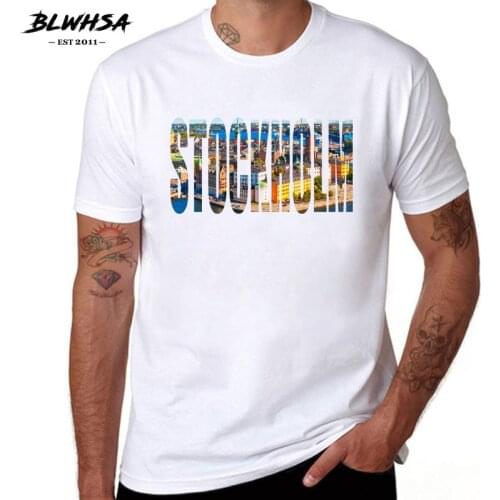 BLWHSA Stockholm City Printing Men T shirt Fashion Short Sleeve European Landscape Design T-shirts Sweden City Stockholm Tees