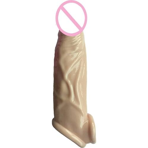Soft TPE Reusable Condoms Dick Extender Penis Enlargers Penis Sleeve Male Cock Sheath Adult Sex Toy for Men Retarded Ejaculation