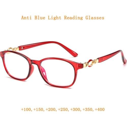 Fashion Women Anti Blue Ray Reading Glasses Magnifier Female Blue Light Blocking Computer Reader Presbyopia Spectacles +1.0~+4.0