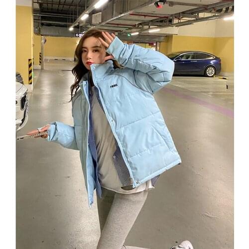 Winter Down Jacket Warm Stand Collar Padded Parka Women 2021 New Cotton Coat Student Large Size Loose Bread Cotton Thick Coats