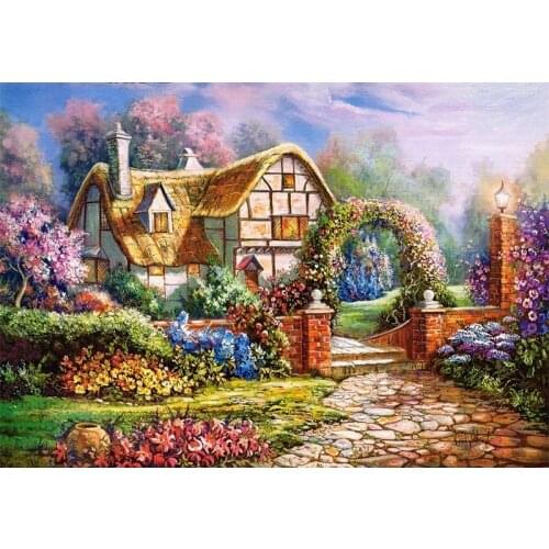 Beautiful Garden Cottage Needlework,Cross stitch kits Stylish for Embroidery,14CT White canvas DIY Handmade Decorative paintings