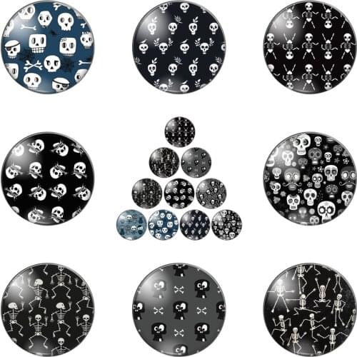 Happy Helloween Gift Spoff Skull 12mm/20mm/25mm/30mm Photo Glass Cabochon Demo Flat Back Making Findings