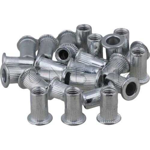 CNBTR Silver Furniture M5 Threaded Rivet Nut Flat Head Lightweight 25pcs