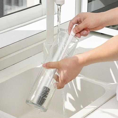 Long Handle Pan Pot Brush Cup Brush Labor-saving 360 Degrees Rotary PP Milk Bottle Scrubber Brush Supplies for Home Cleaning