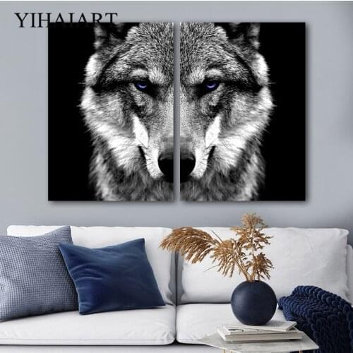 Scandinavian Black White Wall Art Picture Wolf Head Animal Canvas Print Painting Nordic Style Poster Modern Home Room Decoration
