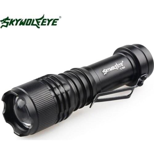 SKYWOLFEYE XPE LED Flashlight Zoomable Waterproof 300LM 3 Modes 14500 AA LED Flash Light Torch Lamp for Outdoor Camping Hiking