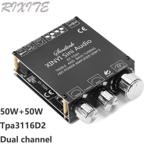 TPA3116D2 50W+50W Bluetooth 5.0 Subwoofer Amplifier Board 2.0 Channel High Power Audio Stereo AUX USB Bass CAR AMP t50l t50h