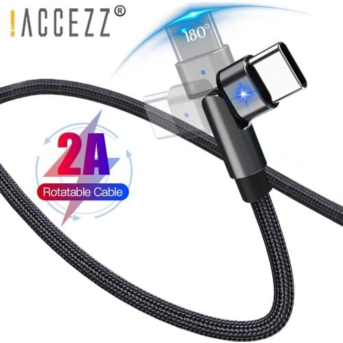 !ACCEZZ 180 Degree Rotate USB Cable Type c 2A Fast Charging Cable For Samsung Note 20 Xiaomi Huawei Phone Charger USB Cord Wires