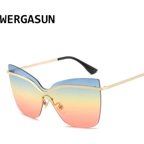 WERGASUN Fashion Square Sun Glasses Women Big Frames Cat Eye Sunglasses For Female Sunglasses Men Ladies Vintage Sun Glasses