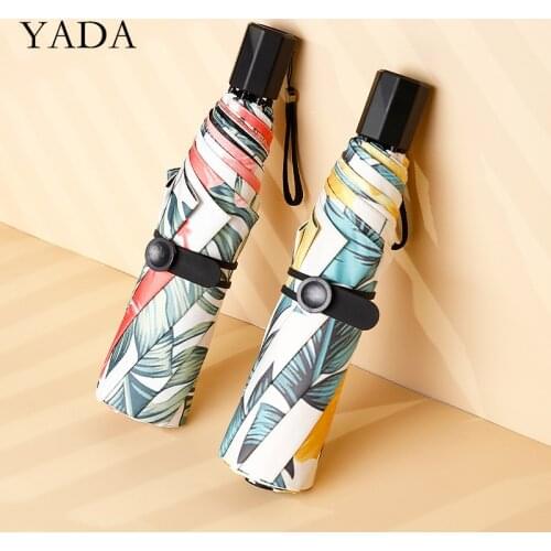 YADA New Fashion Big Flower Pattern Charms 3-Folding Umbrella Rain UV Umbrella For Women Girl Windproof Umbrellas YS200120
