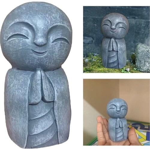 Japanese Buddha Little Smiling Jizo Monks In Prayer Mini Statue Ksitigarbha Ornaments