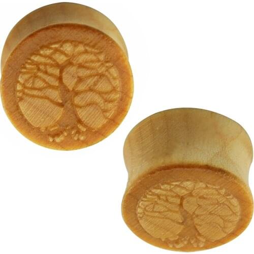 10-14mm Tree Of Life Ear Plugs Tunnels Wood Ear Stretchers Plugs And Tunnels Ear Gauges Wood Plug Oreille Fleur Ear Piercing