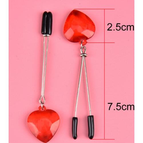 1 Pair or 1pcs Exotic Accessories Adjustable Red Heart Shape Couples Nipple Clamps Breast Clips Clit Clamp Erotic Product