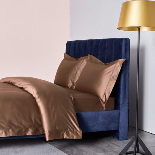 100S Egyptian Cotton 4PCs duvet cover flat sheet pillowcase Bedding sets Brown Coffee