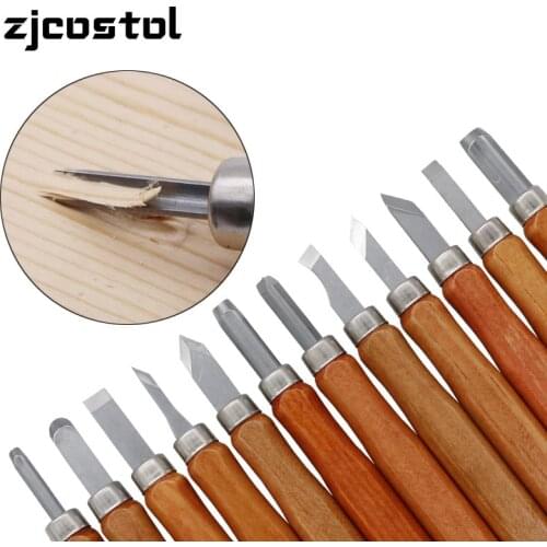 12pcs Wood Carving Chisel Knife Tools Set DIY Woodcut Knife Sculpture Set Woodworking Pottery Ceramic Clay Hand Tool