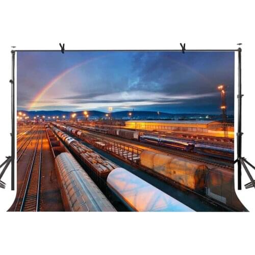 150x220cm Evening Train Station Backdrop Evening Freight Train Dock Station Photography Background