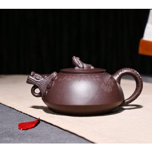 190ml Genuine Yixing Zisha Tea Pot Famous Handmade Raw Ore Purple Mud Dragon Fish Teapot Kung Fu Tea Kettle Free Shipping