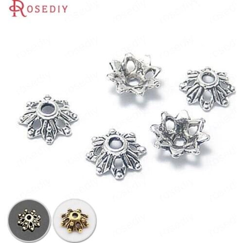 4331)100PCS Diameter 9MM Height 3MM Antique Style Zinc Alloy Flower Beads Caps Diy Jewelry Findings Accessories Wholesale