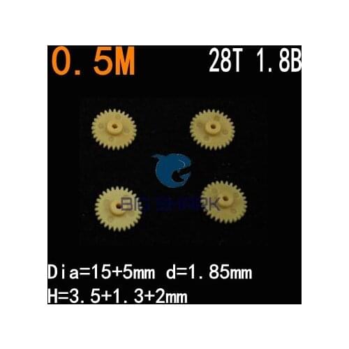 500pcs 28T 1.8b 0.5 modulus 1.85mm Aperture 28 Teeth Hexagon gear Single Plastic Model Gear Toy Car Motor Gearbox