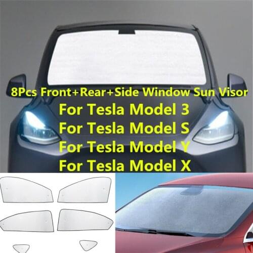 8Pcs Window Windshields Sun Visor Sunshade Interior Privacy Shield Sun Protection For Tesla Model 3 S Y X