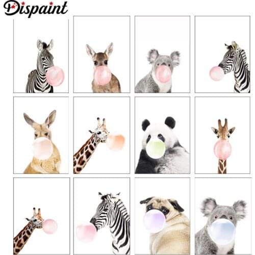 Dispaint Diy 5d Diamond Painting "Animal color bubble" Cross Stitch Square Round Diamond Embroidery Handwork Rhinestone Art