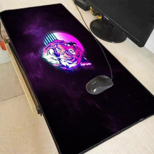 MRGBEST Tiger Retro Neon Art Large Mouse Pad Lockedge Game Mouse Mat for Laptop Keyboard Pad Desk Mat for Notebook Mousepad