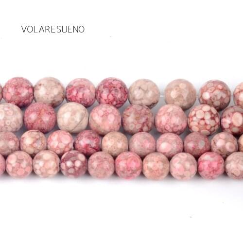 Fuchsia Rain Stone Round Loose Beads 15” Strand Pick 6-10mm Spacer Beads For Charm Necklace Bracelet Accessory Jewelry Making