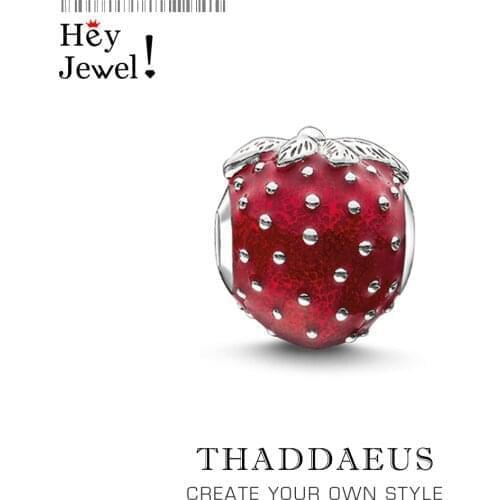 Beads Strawberry, Silver Plated Charm Fits Bracelet Europe Necklace European DIY Bijoux Jewelry Accessorie Gift For Women