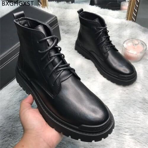 Black Ankle Boots for Men Male Winter Shoes Man Martin Boots for Men 2021 Designer Leather Boots Man Casual Shoes Zapatos Hombre