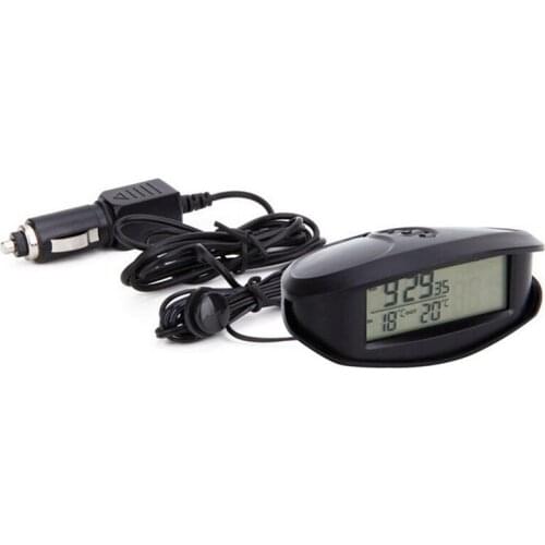 Digital Car in & Outdoor Thermometer Voltmeter Time Clock Alarm Backlight EC98 77UD