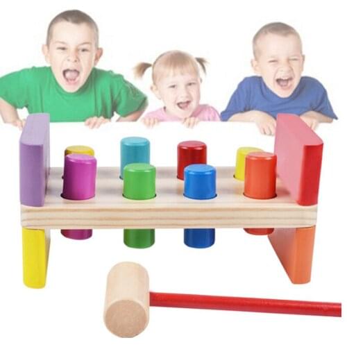 2021 Baby Wooden Knock Ball Kids Hand Hammering Ball Box Kids Early Learning Educational Toys Montessor Birthday Gift