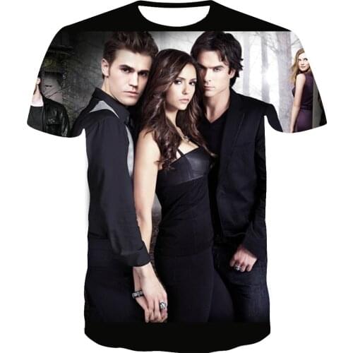 3D Print Vampire Diaries T Shirt Summer Men Women Short Sleeve Tees Casual Boy Girl Kids Tees T-shirt Female