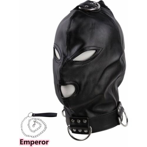 Fetish Leather Bondage Hood Sex Toys with Chain for Men Women Bdsm Slave Cosplay Traction Flirt Adult Games Erotic Products