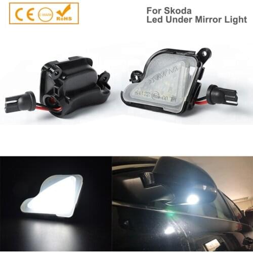 2Pcs White LED Canbus Under Side Mirror Puddle Light Lamps For Skoda Superb MK2 3T4 3T5 Octavia MK2 MK3 1Z 5E Car-Styling