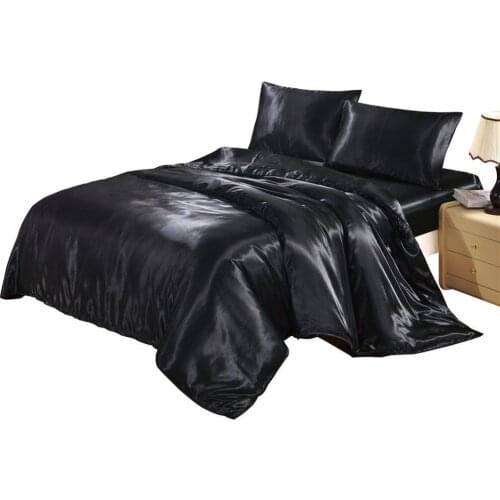 100% pure satin silk bedding set Home Textile King size bed set bed clothes duvet cover flat sheet pillowcases