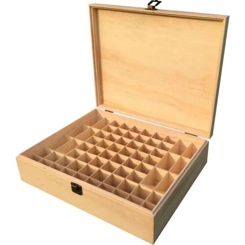 68-Grid Essential Oil Box Wooden Essential Oil Storage Box Solid Wood Gift Box Multi-Square Essential Oil Case Organizer
