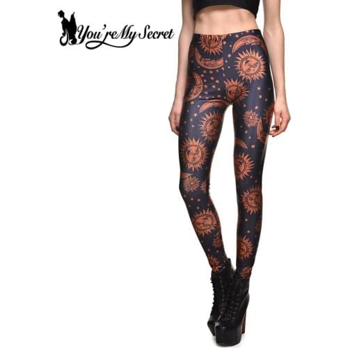 [You're My Secret] 2021 Spring New Leggings Cartonn Moon Skull Elastic Pants PUSH UP Classic Leggins For Women Fitness Workout