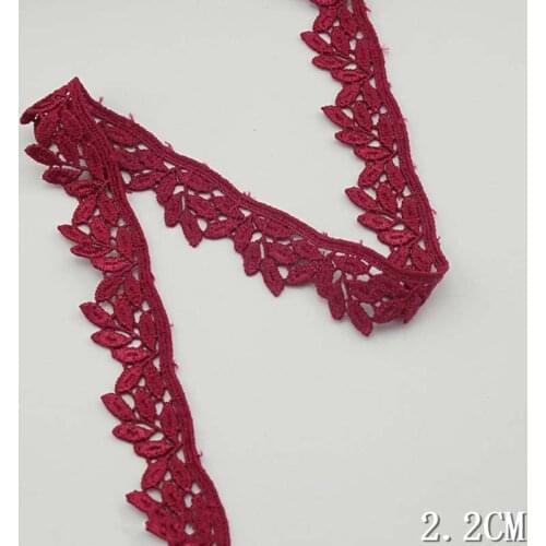 30Yards Exquisite Red Polyester Embroidery Ribbon Leaf One Edge Lace Trim Fabric Dress Curtains Hat Sewing Supplies