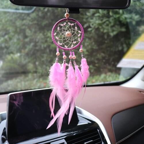 Dream Catcher Car Accessory Interior For Girls Car Hanging Ornament Feather Pendant Car Mirror Auto Ethnic Decor Home Adornments
