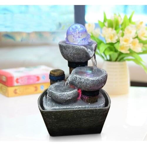 Small Relaxation Waterfall Feature Desktop Water Fountain With LED Ball Office Home Decoration Portable Indoor Air Humidifier