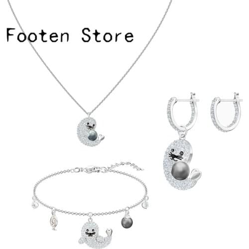 SWA Fashion Ladies Jewelry Charm Exquisite Cute Seal Jewelry Earrings Necklaces Bracelets Accessories Set Party Jewelry Gifts